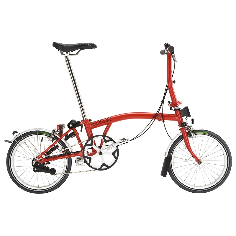 a red folding bike