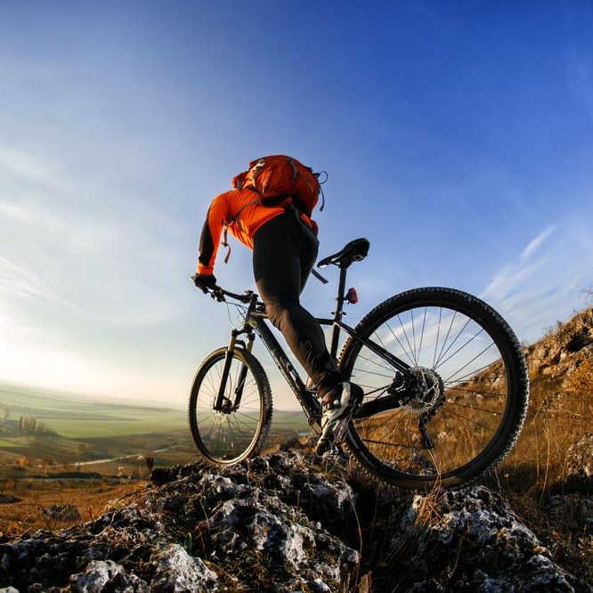 mountain bike on road