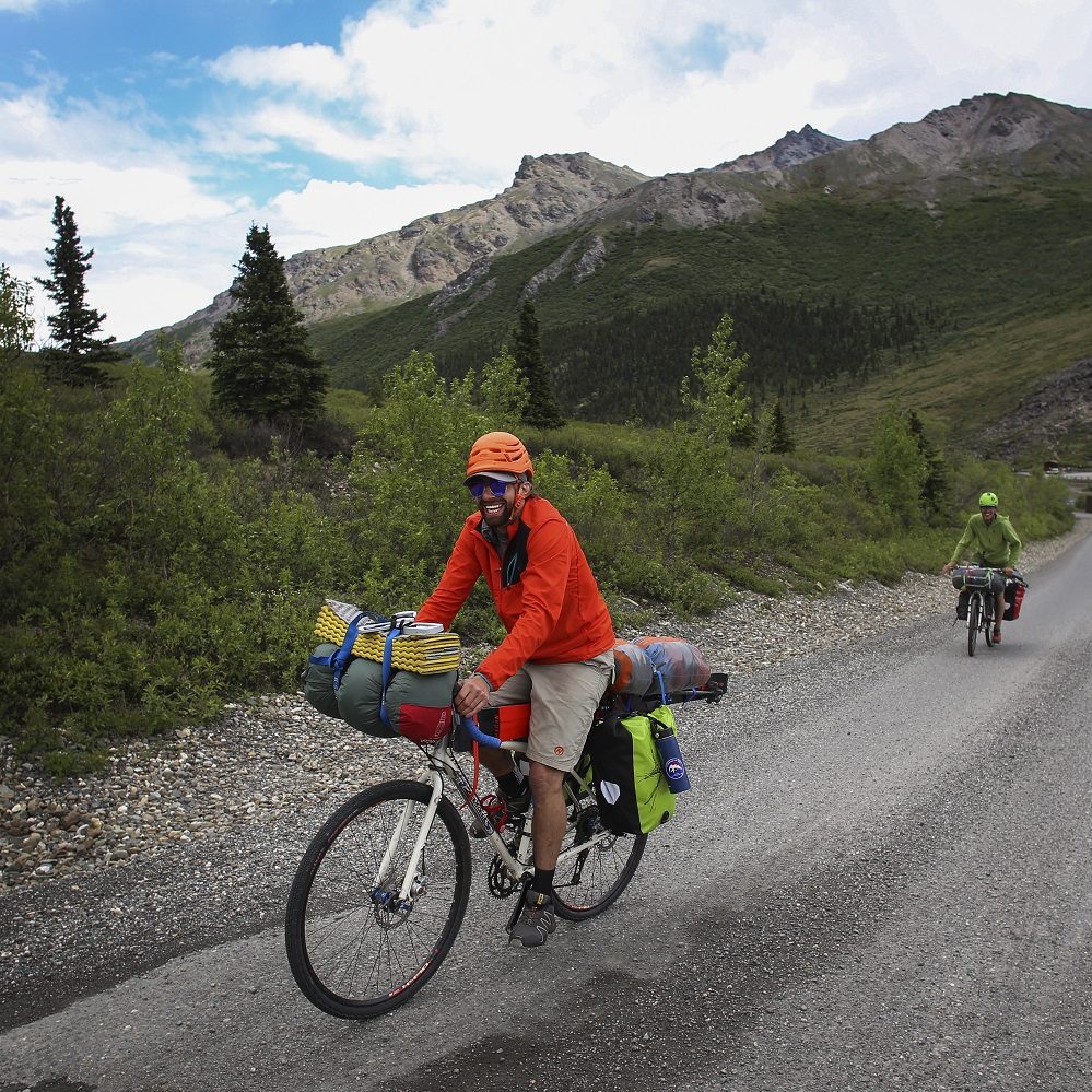 mountain bike on road