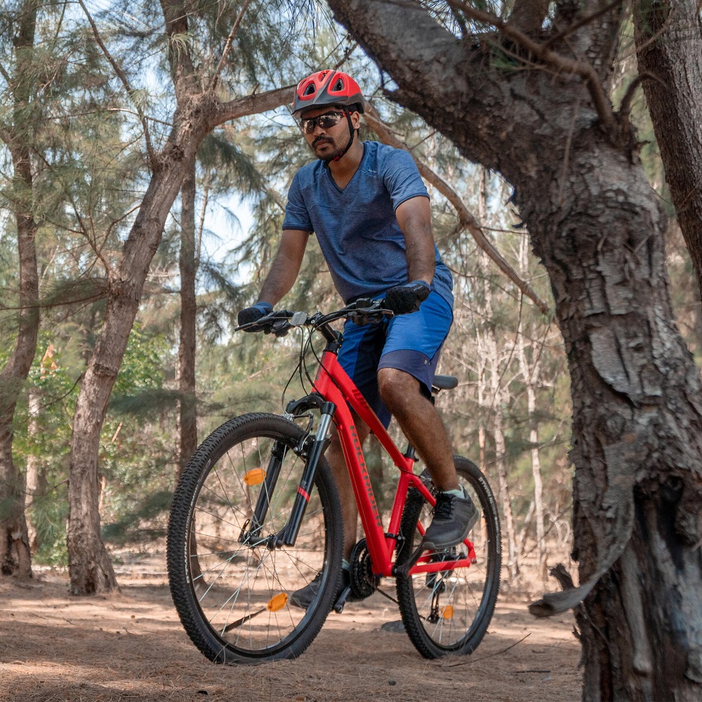mountain bike on road