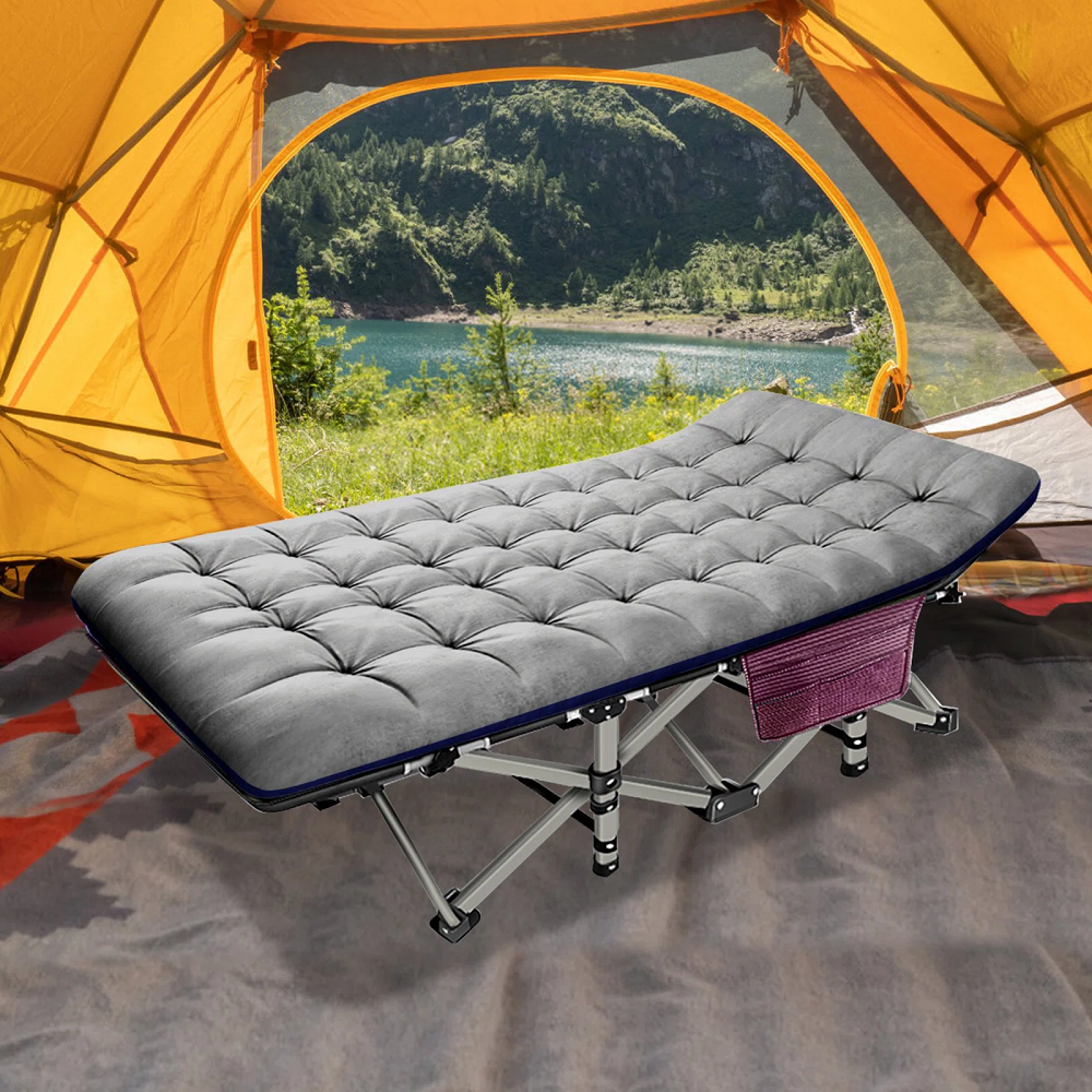 Folding Camping Cot with Cotton Mattress Portable Sleeping Cot for Camp Office
